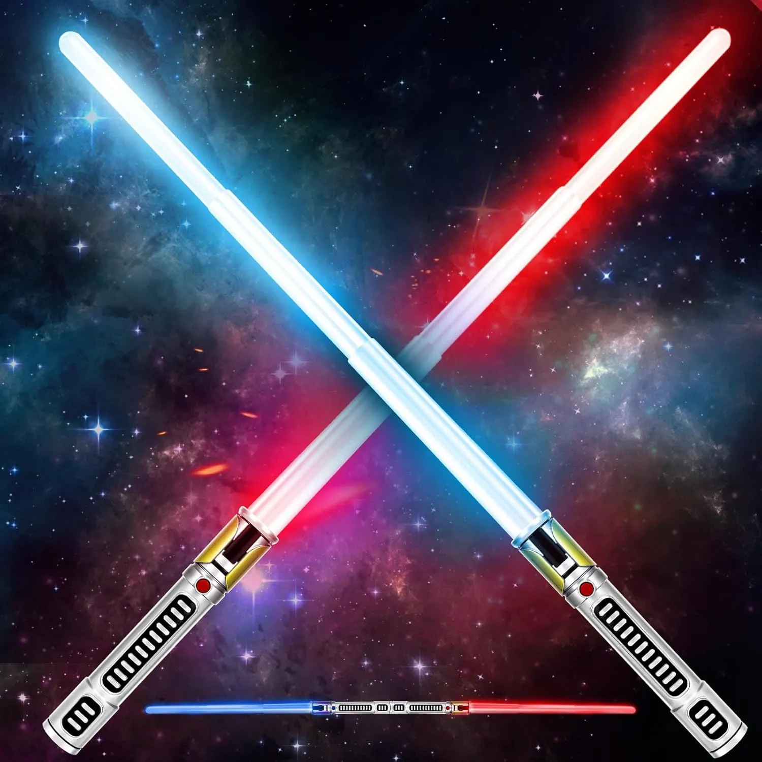 Light Up Saber, 2 Pack Light up Saber for Kids, Extendable Light Up Toy Sword for Kids, Light Up Sword Set, Dual Light Up Sabers for Kids Adults Toddler Boy Girl,Light Savers Party Toy