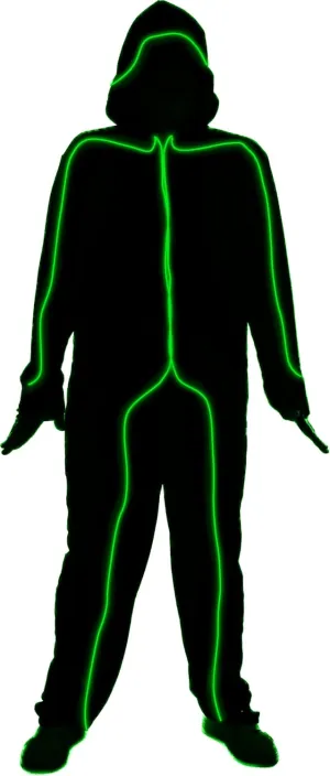 Lime Green Light Up E.L. Party Wire Stickman Adult's Costume