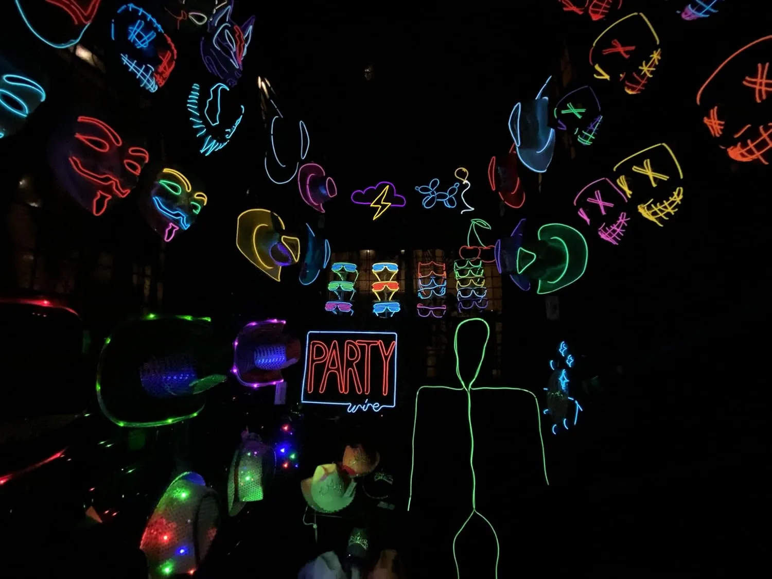 Lime Green Light Up E.L. Party Wire Stickman Adult's Costume