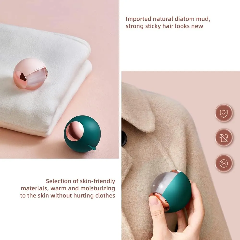 Lint Roller Hair Remover Ball,Professional Portable Diatom Mud Ball,Potable Travel Dustproof Can Be Washed Cleaner for Clothes, Furniture, Carpet, Bed, Couch, Sofa(Color:Red Bean Gold)