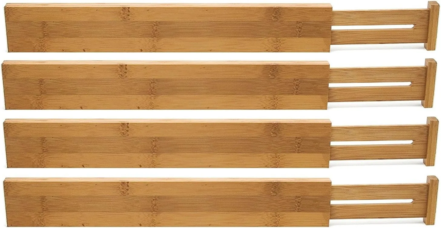 Lipper International 8898 Bamboo Kitchen Drawer Dividers (Set of 4), Brown