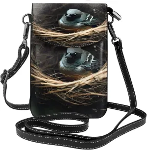 Little Bird Nest Zippered Crossbody Bag,* Women'S Shoulder Bag With Card Slot, Removable Shoulder Strap, 7.6 X 4.9 In., Black
