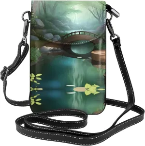 Little Bridge In The East Pattern Phone Bag > Soft, Durable And Waterproof For Women Shoulder Straps Bag Carry Card Cosmetics 7.6x2.9 In Good