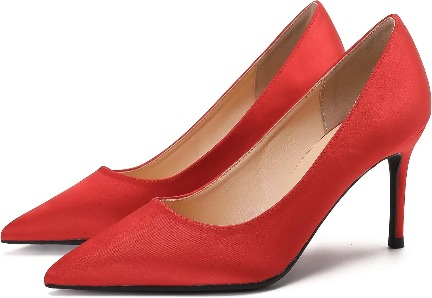 LizFoYa Women Classic Satin Wedding High Heels Pointy Toe Bridal Pumps 4 Inches Evening Stiletto Heel Shoes