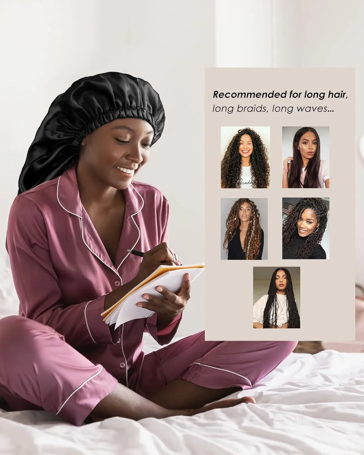 Long Bonnet Braid for Sleeping - Satin Silk Hair Bonnet for Black Women