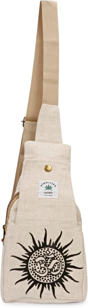 LONGING TO BUY Hemp Sling Backpack- Hemp Cross body Bag- Hemp Shoulder Backpack Adjustable Strap for Men & Women (OM Designed)