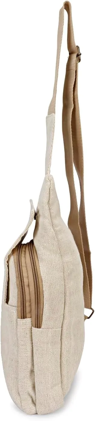 LONGING TO BUY Hemp Sling Backpack- Hemp Cross body Bag- Hemp Shoulder Backpack Adjustable Strap for Men & Women (OM Designed)
