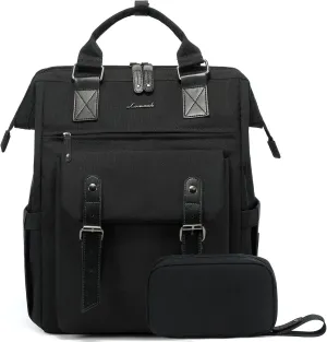 LOVEVOOK Laptop Backpack for Women, College School Backpack Student Bookbag, Teacher Work Bags Travel Backpack Purse, Business Computer Bag Commuter Nurse Bags, 15.6 Inch, Black