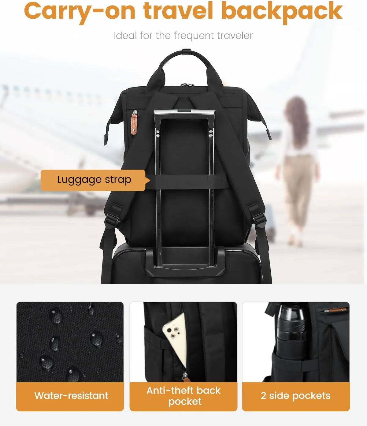 LOVEVOOK Laptop Backpack for Women Work Travel Backpack Business Commuter Computer Bag Teacher Doctor Nurse Bags College Backpack Purse, 17 Inch, Black-brown