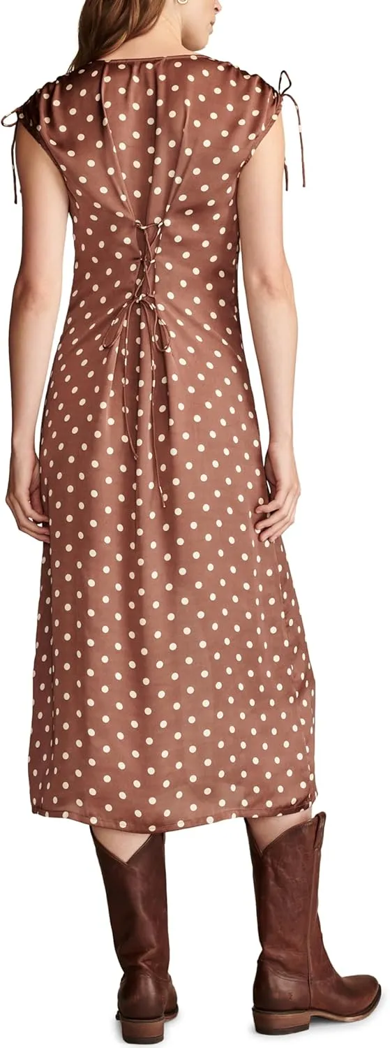 Lucky Brand Women's Satin Button Through Midi Dress