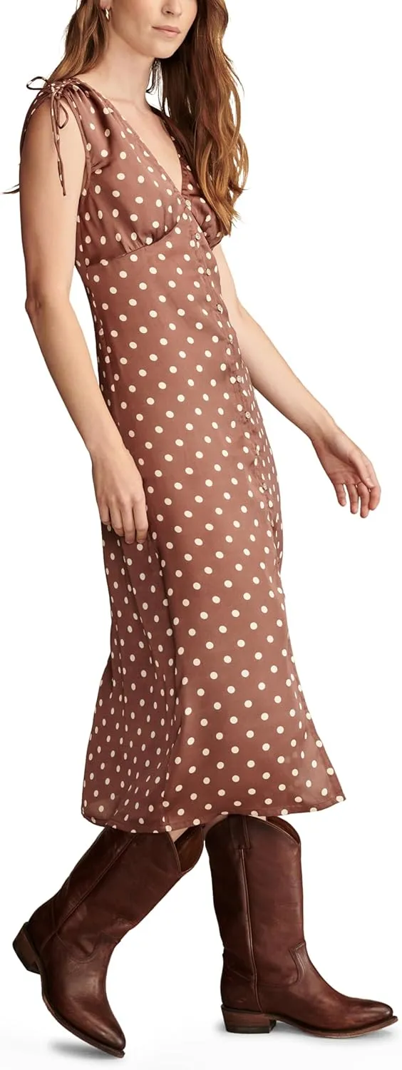Lucky Brand Women's Satin Button Through Midi Dress