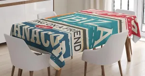 Lunarable Ibiza Tablecloth, Vacation Themed Majorca Ibiza and Manacor Exotic Places from Balear Region Spain, Rectangular Table Cover for Dining Room Kitchen Decor, 60" X 90", Multicolor