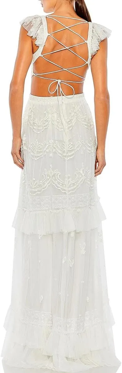 Mac Duggal Womens Cut-Out Maxi Evening Dress