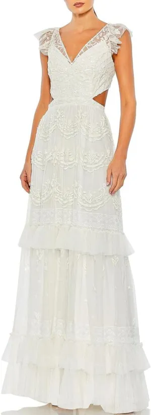 Mac Duggal Womens Cut-Out Maxi Evening Dress