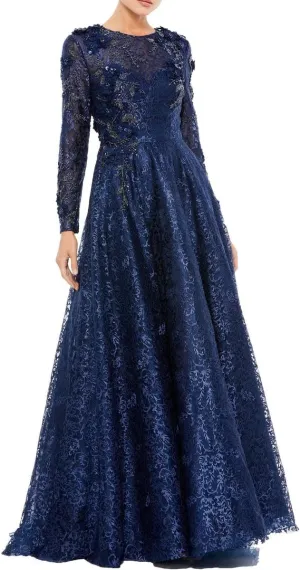 Mac Duggal Womens Lace Embellished Evening Dress