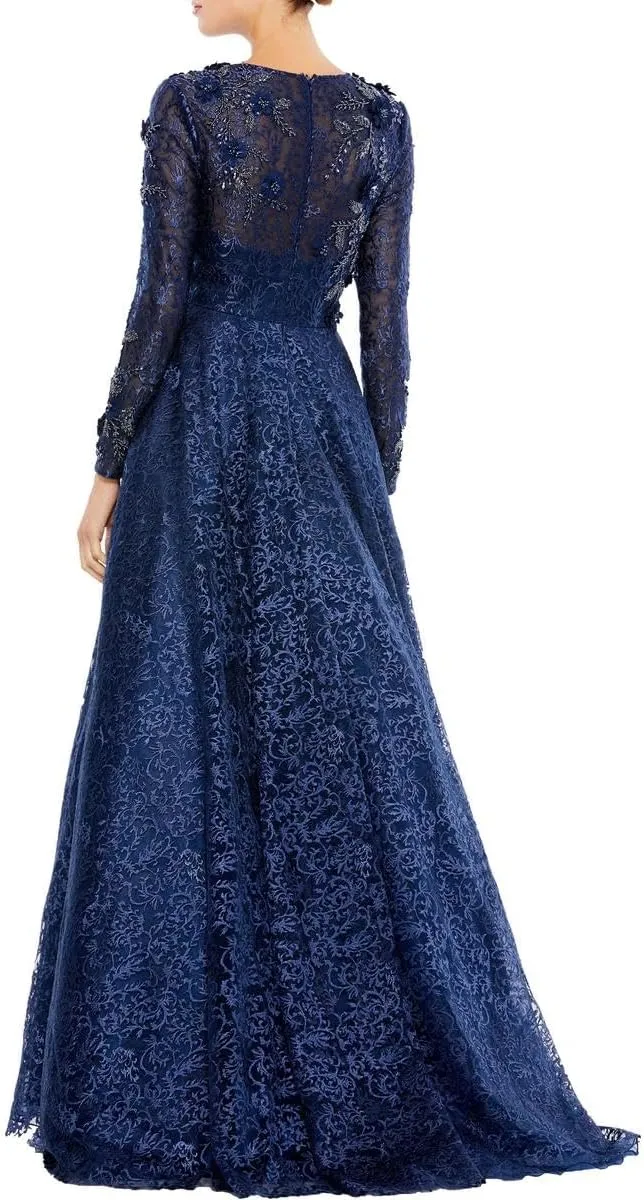 Mac Duggal Womens Lace Embellished Evening Dress