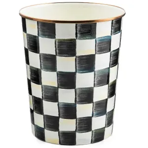 MACKENZIE-CHILDS Waste Bin, Decorative Bedroom Trash Can or Bathroom Trash Can, Black-and-White Courtly Check