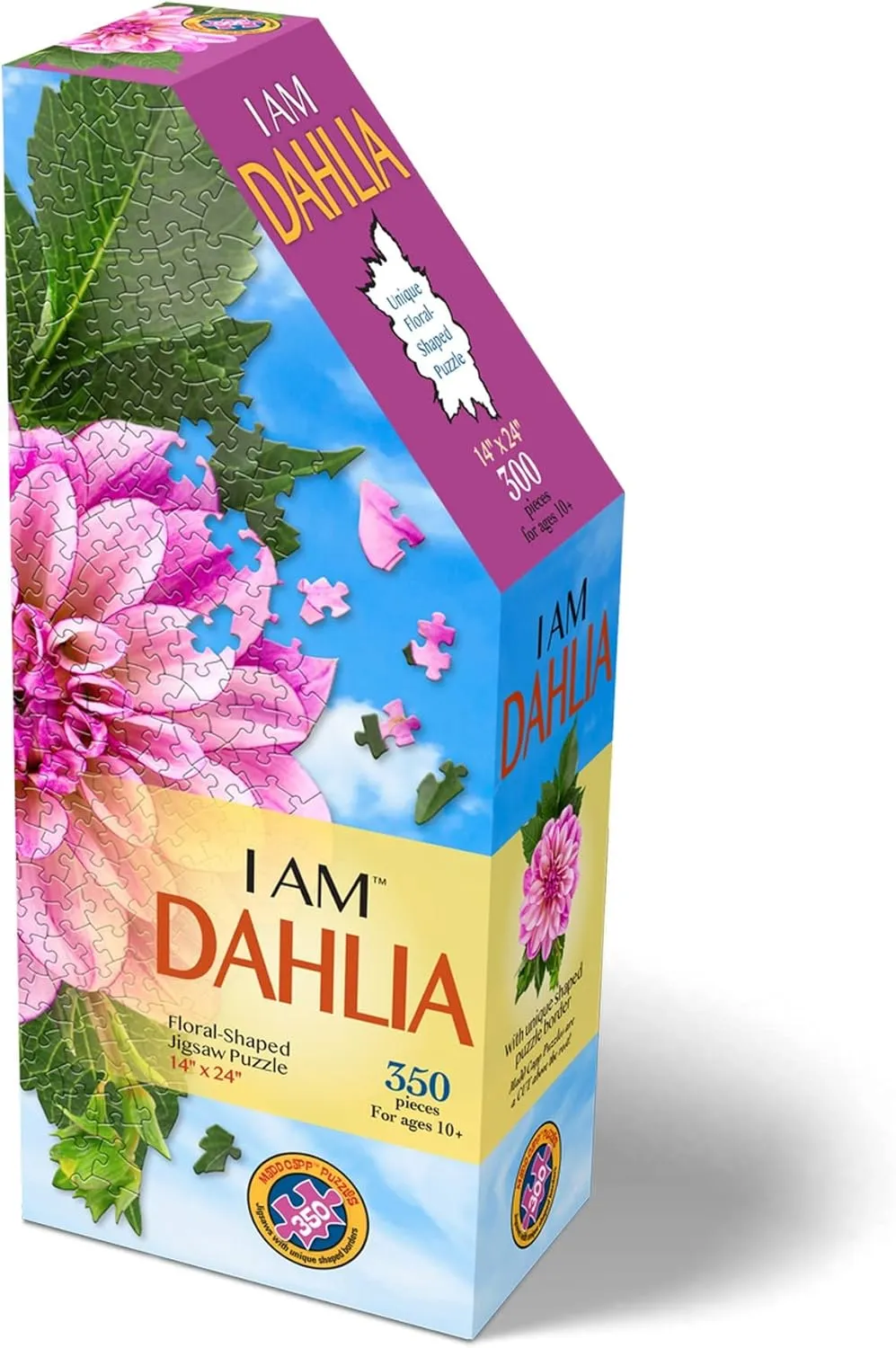 Madd Capp: I Am Dahlia - 350 Piece Jigsaw Puzzle - 8001 – Ages 10  Unique Floral-Shaped Border, Challenging Random Cut, Includes Educational Madd Capp Fun Facts