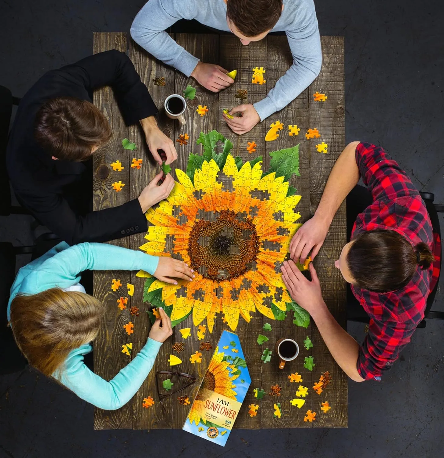 Madd Capp: I Am Sunflower - 350 Piece Jigsaw Puzzle - 8004 – Ages 10 , Unique Floral-Shaped Border, Challenging Random Cut, Includes Educational Madd Capp Fun Facts
