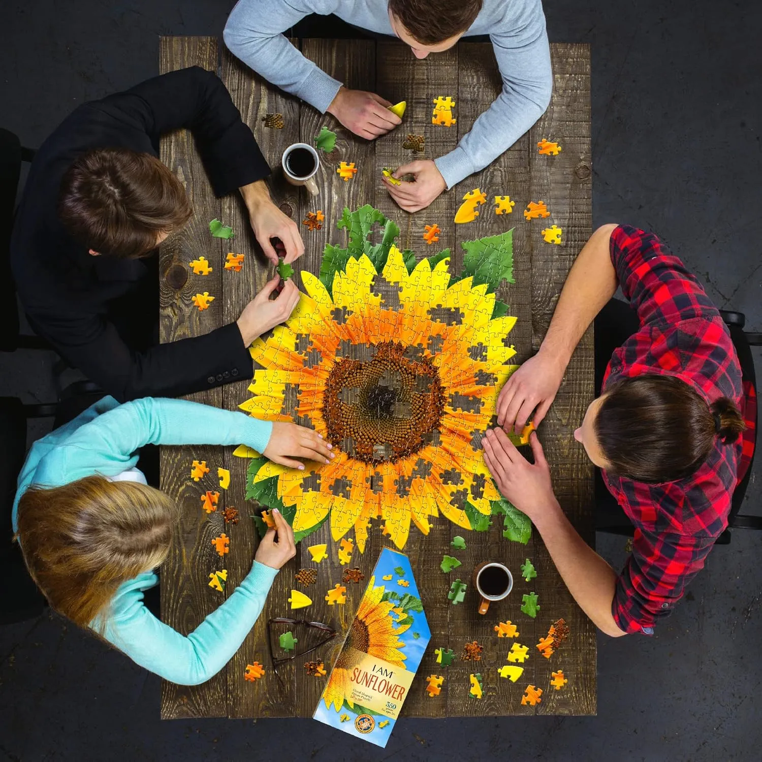Madd Capp: I Am Sunflower - 350 Piece Jigsaw Puzzle - 8004 – Ages 10 , Unique Floral-Shaped Border, Challenging Random Cut, Includes Educational Madd Capp Fun Facts