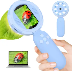 Mafiti Microscope for Kids Mini Pocket Handheld Kids Microscope Educational Science Kit Toys Xmas/Birthday Gifts for Aged 3-12 Girls Boys,Blue