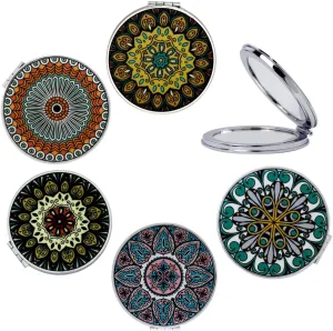 Magnifying Compact Mirror Folding Portable,Round Small Handheld Travel Makeup Purse Mirror Pocket Mirror with 1x/2x Magnification Dual Sided - Gift for Women Girls Lady Men - 6 Pack