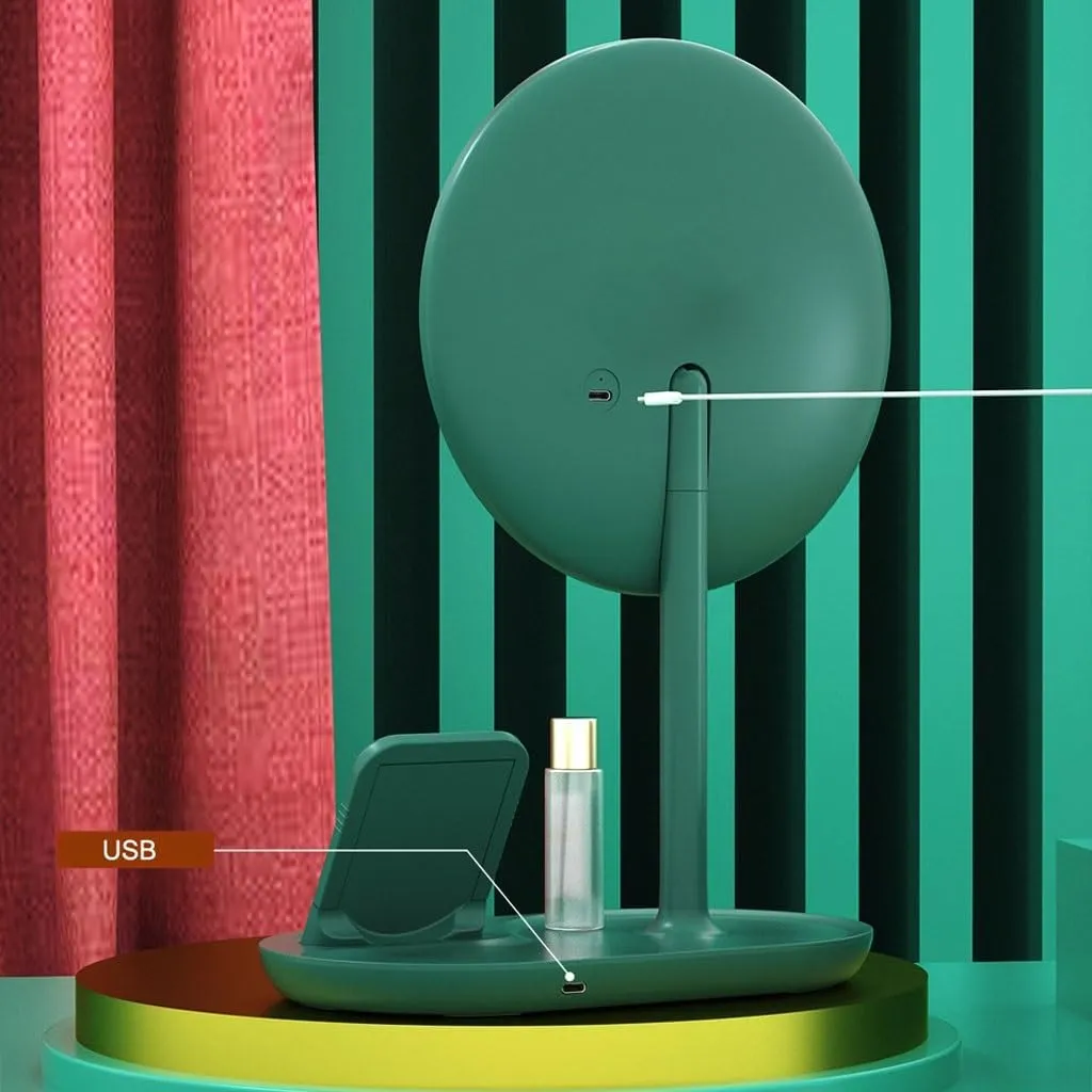 Makeup Mirror Desktop Led Makeup Mirror with Light, Smart Dimming, Make-up Beauty Mirror, Wireless Charging Desktop Vanity Mirror Beauty Mirror(A)