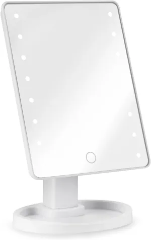Makeup Mirror LED Simple Desktop Makeup Mirror Rotatable Square Portable Makeup Mirror Girls Beauty Portable Light Mirror Beauty Mirror(A)