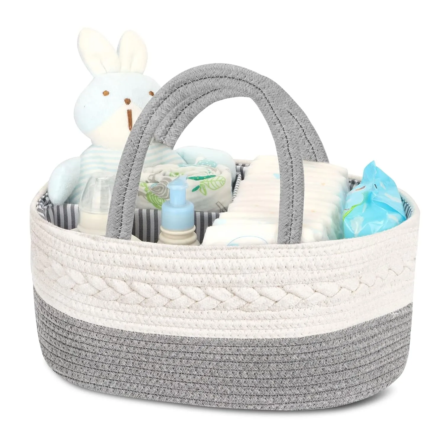 Maliton Cotton Rope Diaper Caddy Organizer - Nursery Storage Caddy, Baby Boy Changing Table Must Have, Perfect