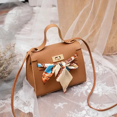 Mara's Dream 2019 New Solid Color Lychee Pattern Scarf Pouch Shoulder Diagonal Bag Handbag