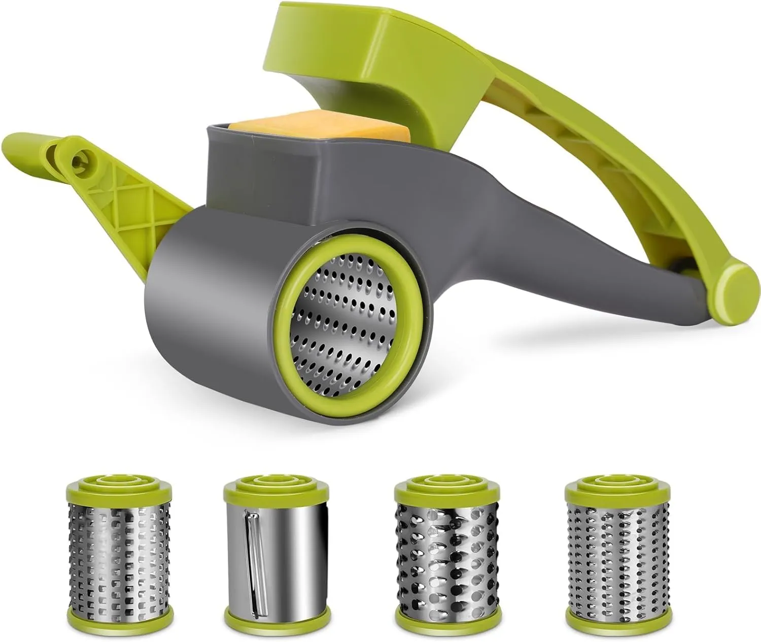 MASTERTOP Cheese Grater,Handheld Rotary Cheese Graters with 2 Stainless Steel Drums,Kitchen Grater for Hard Cheese, Vegetables,Nuts,Chocolate