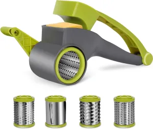 MASTERTOP Cheese Grater,Handheld Rotary Cheese Graters with 2 Stainless Steel Drums,Kitchen Grater for Hard Cheese, Vegetables,Nuts,Chocolate