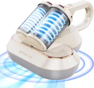 Mattress Vacuum Cleaner, Handheld Bed Vacuum with Dual-Cup Design, 149℉ Heating, 96000 RPM Electric Roller Brush HEPA Filter, UV-C Light for Dust and Pet Hair