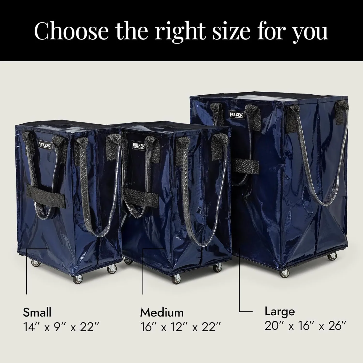 (Medium, Midnight Blue) Reusable Grocery Bag On Wheels, Shopping Trolley, Rolling Tote, Zipper Closure, Lightweight, Carries Up to 66 lb, Folds Flat, Unbreakable Handles