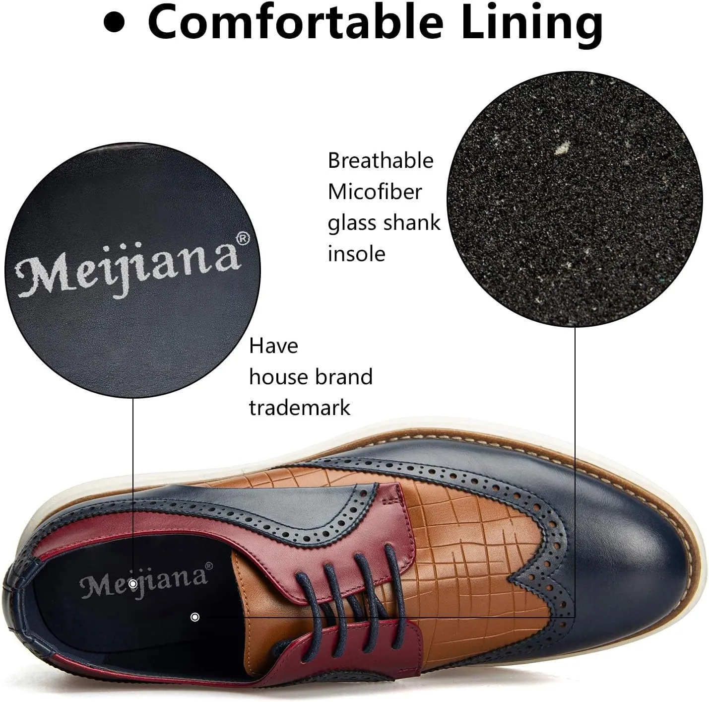 Meijiana Men's Oxford Shoes - Blue - Casual Dress Shoes