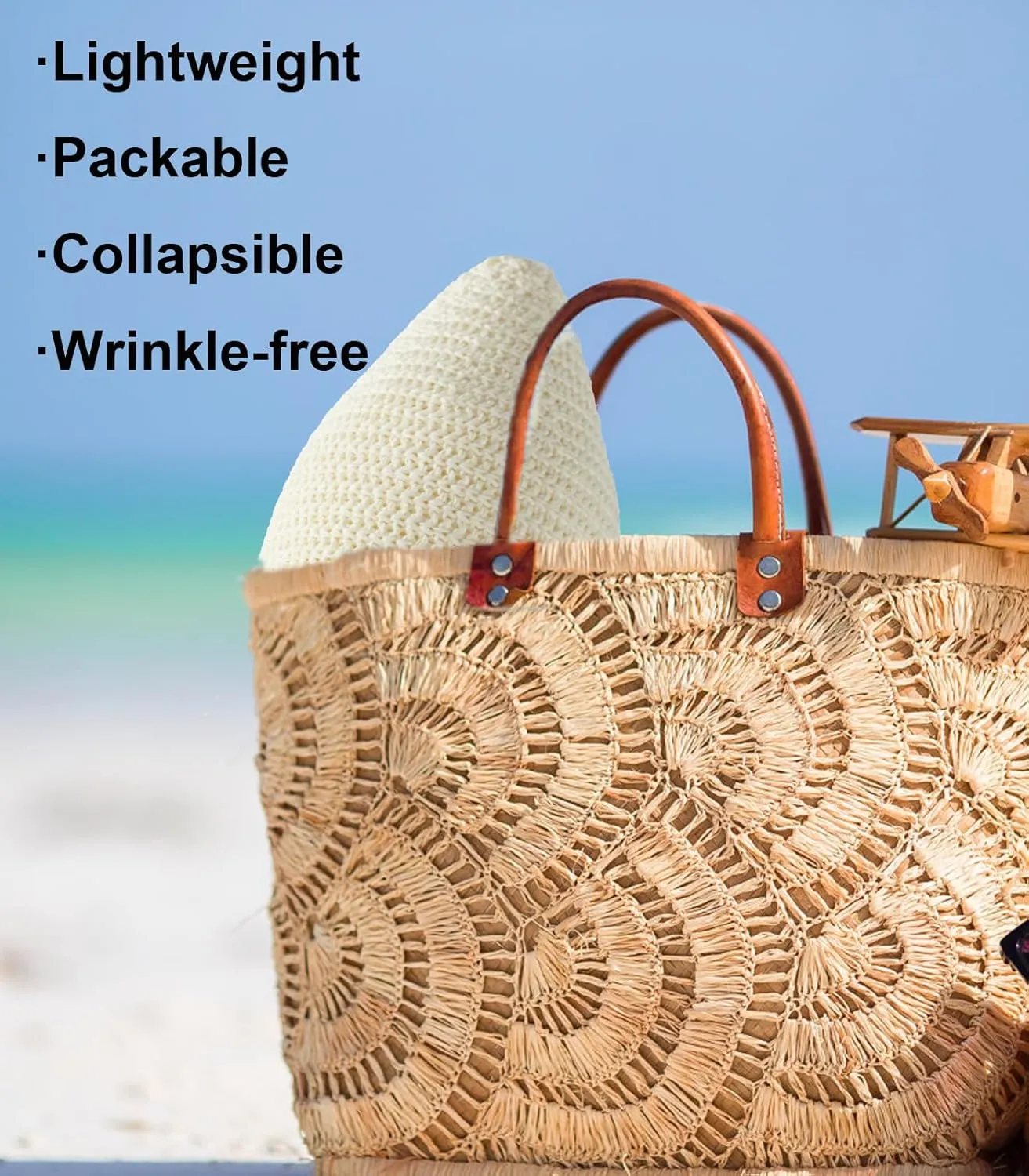MEINICIY Womens Bucket Hat, Beach Sun Hat for Women, Bamboo Mesh Woven Foldable Packable