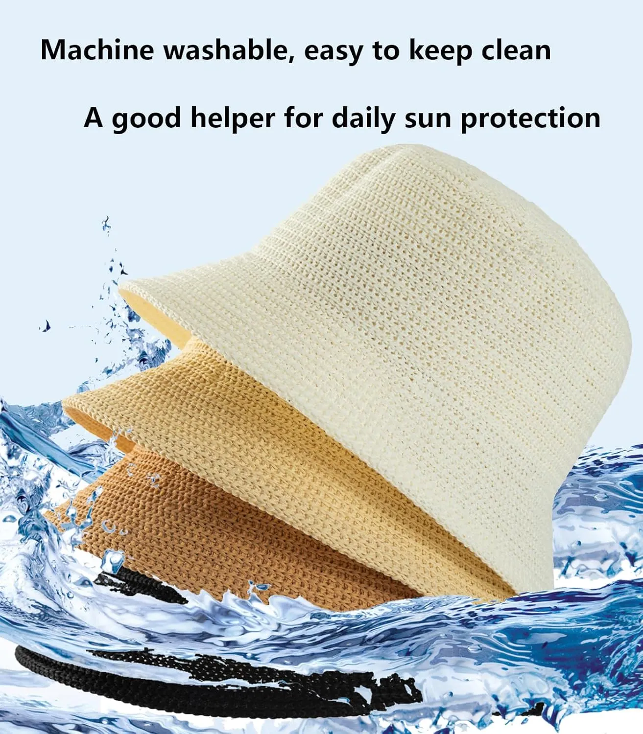 MEINICIY Womens Bucket Hat, Beach Sun Hat for Women, Bamboo Mesh Woven Foldable Packable