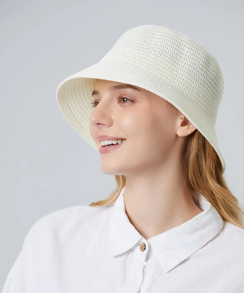 MEINICIY Womens Bucket Hat, Beach Sun Hat for Women, Bamboo Mesh Woven Foldable Packable