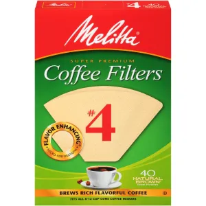 Melitta #4 Cone Coffee Filters, Unbleached Natural Brown, 40 Count (Pack of 12) 480 Total Filters Count - Packaging May Vary