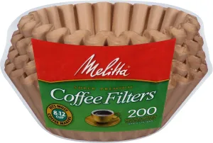Melitta 8-12 Cup Basket Coffee Filters, Unbleached Natural Brown, 200 Count (Pack of 6) 1200 Total Filters Count