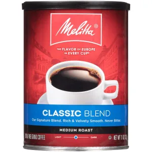 Melitta Classic Blend Coffee, Medium Roast, Extra Fine Grind, 11 Ounce Can (Pack of 6) 66 Ounces Total