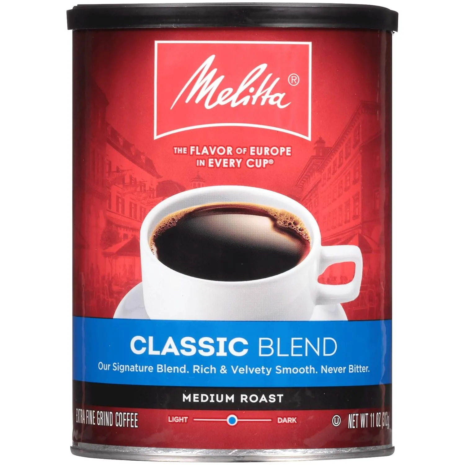 Melitta Classic Blend Coffee, Medium Roast, Extra Fine Grind, 11 Ounce Can (Pack of 6) 66 Ounces Total