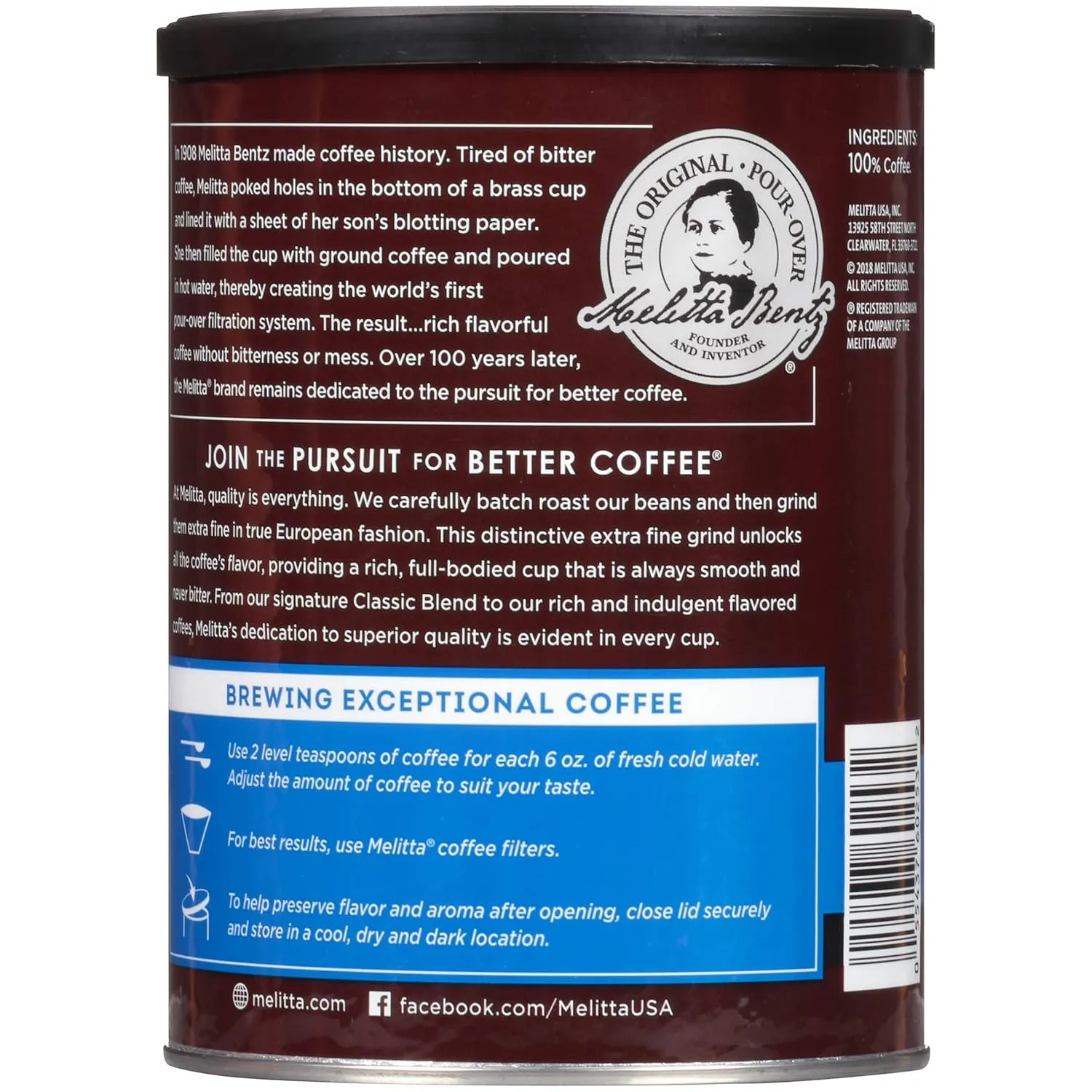 Melitta Classic Blend Coffee, Medium Roast, Extra Fine Grind, 11 Ounce Can (Pack of 6) 66 Ounces Total