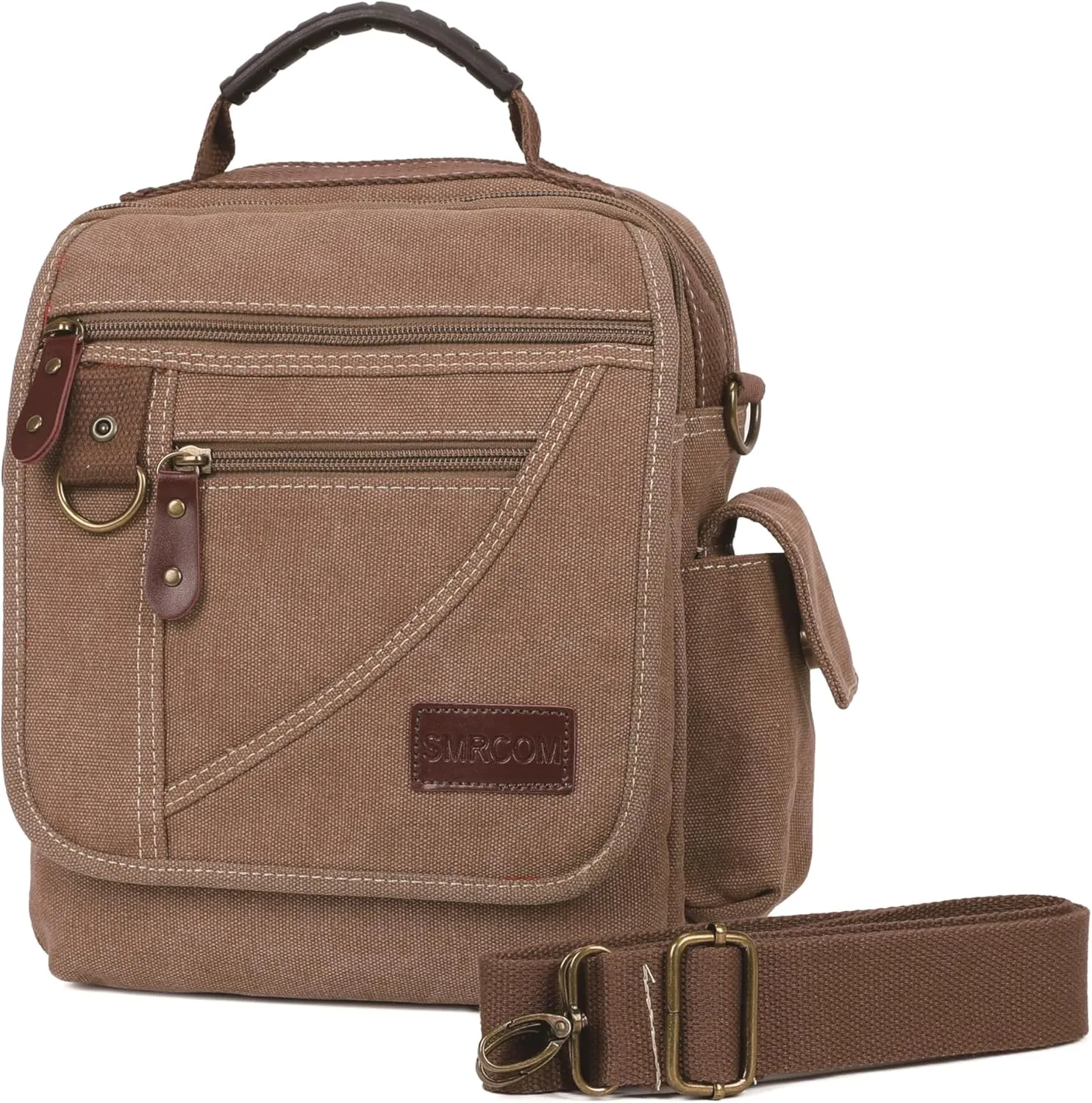 Men Purse Shoulder Small Crossbody Canvas Messenger Tote Side Travel Bag Detachable Strap