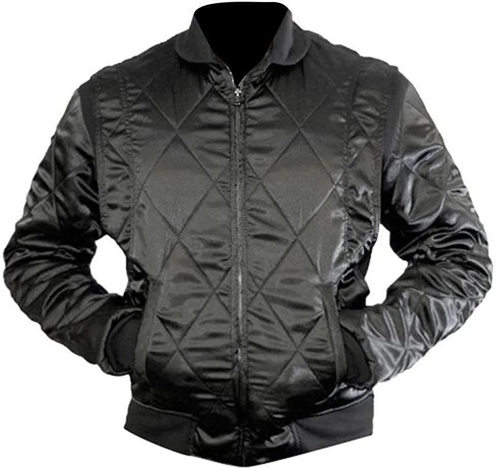 Men's Bomber Satin Fabric Quilted Golden Embroidery of Scorpio Jacket