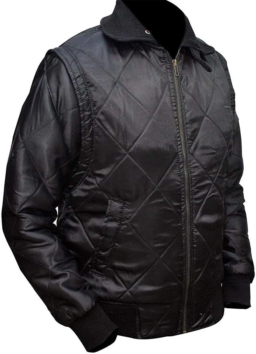 Men's Bomber Satin Fabric Quilted Golden Embroidery of Scorpio Jacket