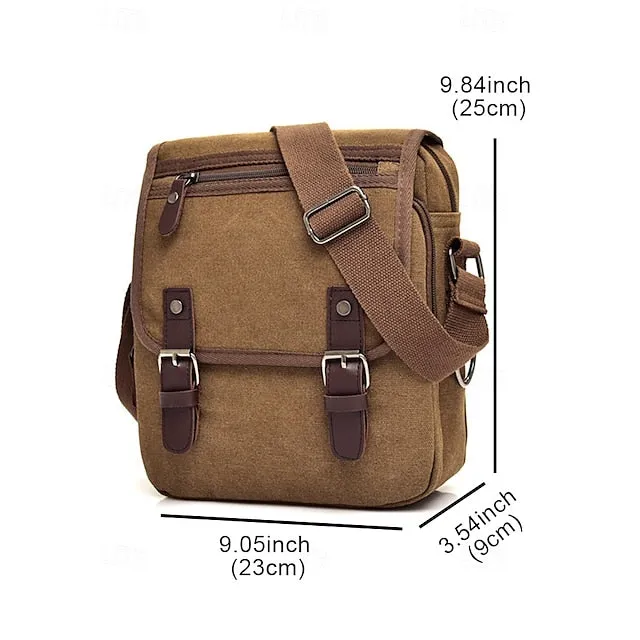 Men's Canvas Messenger Bag with Adjustable Strap – Casual Crossbody Shoulder Bag for Travel and Daily Use