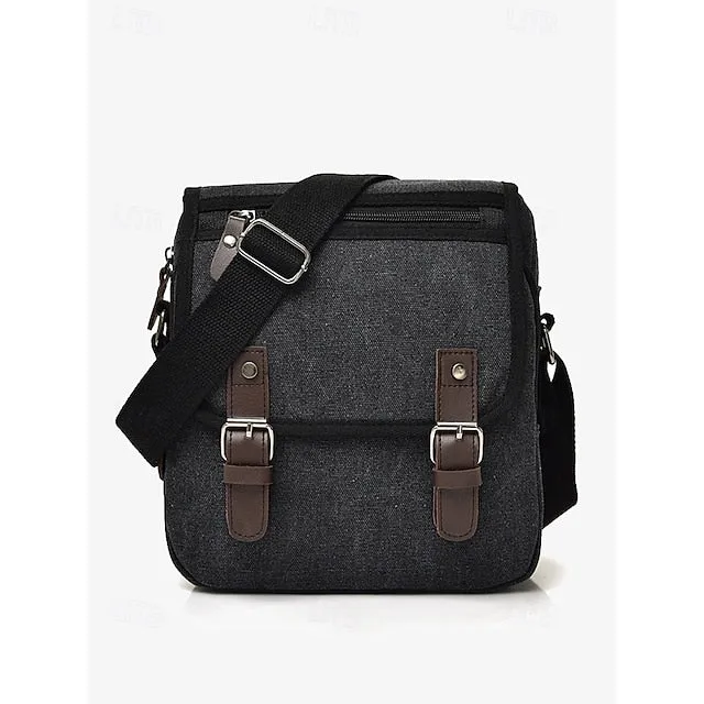 Men's Canvas Messenger Bag with Adjustable Strap – Casual Crossbody Shoulder Bag for Travel and Daily Use