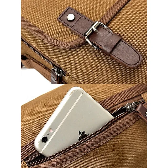 Men's Canvas Messenger Bag with Adjustable Strap – Casual Crossbody Shoulder Bag for Travel and Daily Use