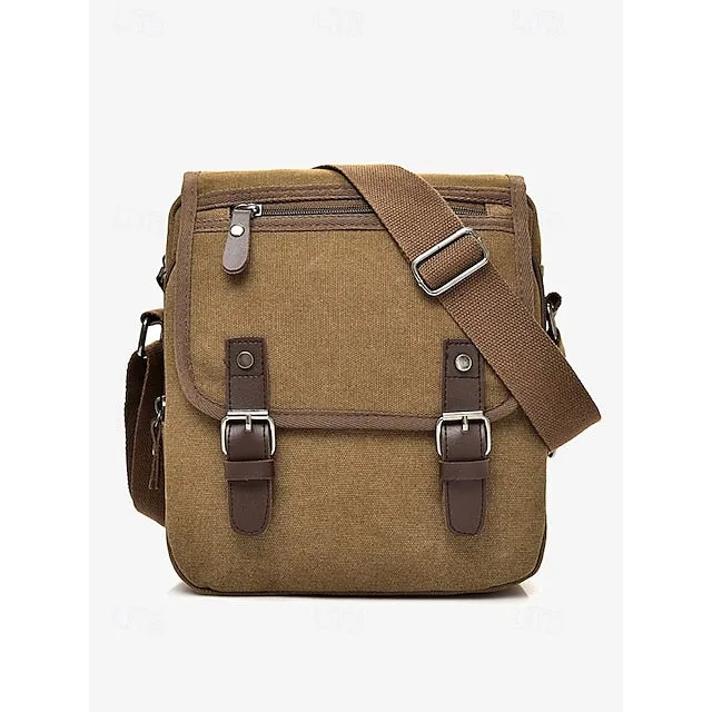 Men's Canvas Messenger Bag with Adjustable Strap – Casual Crossbody Shoulder Bag for Travel and Daily Use
